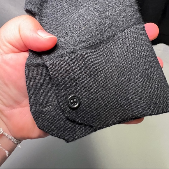 Journal 100% merino Wool collared button up front shirt black size XL unisex - Picture 8 of 13